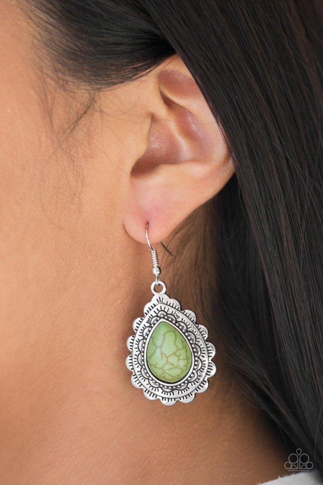 Mesa Mustang - Green - Paparazzi Earring Image