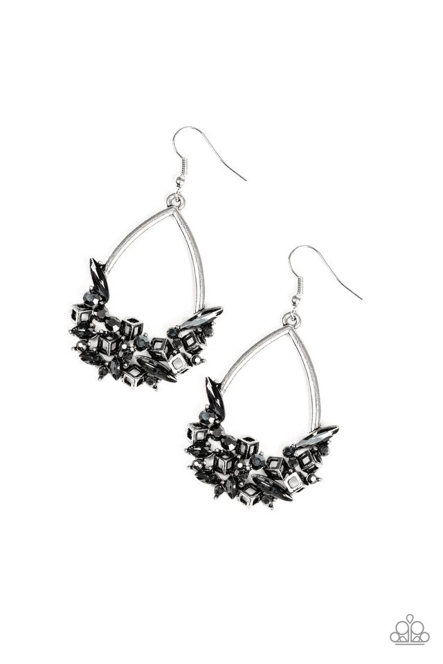 Crash Landing - Silver - Paparazzi Earring Image