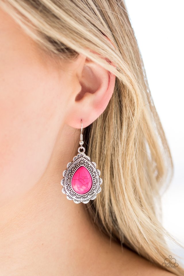 Mesa Mustang - Pink - Paparazzi Earring Image