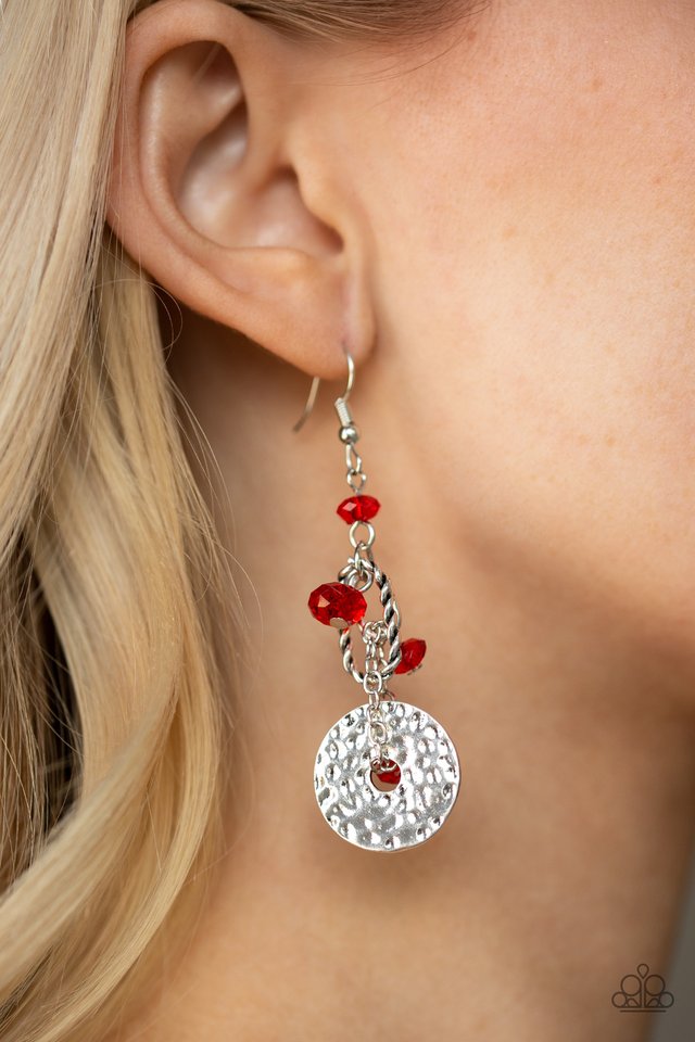 Seaside Catch - Red - Paparazzi Earring Image