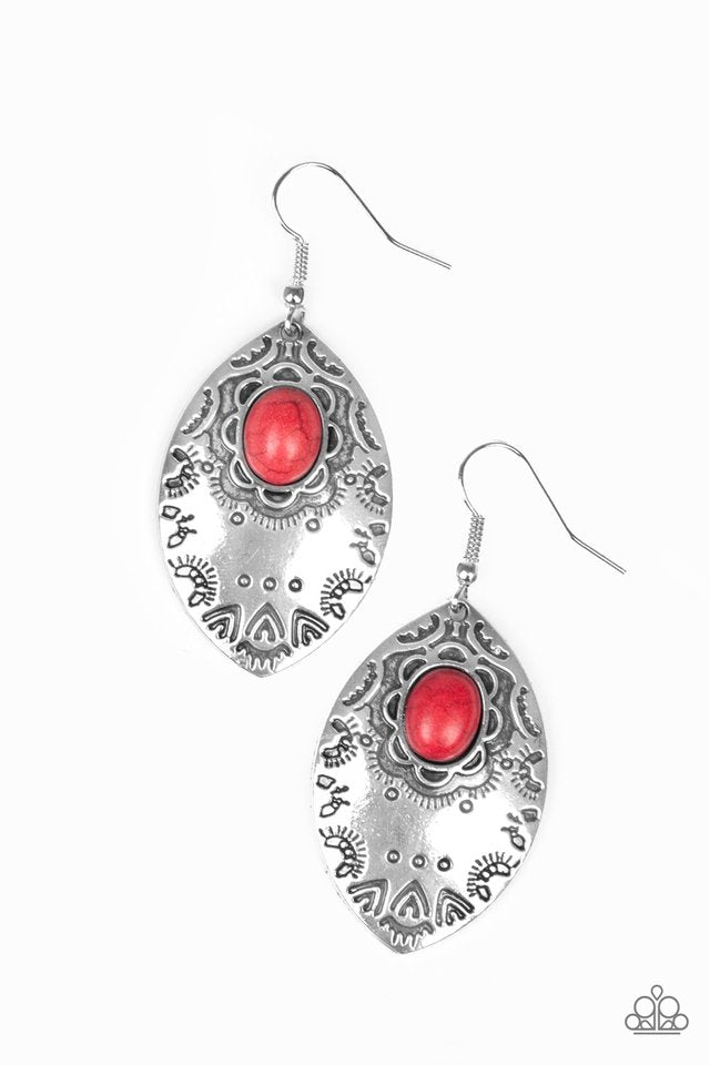 Mountain Montage - Red - Paparazzi Earring Image
