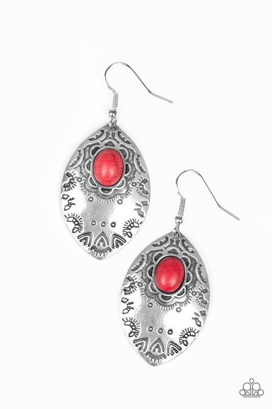 Mountain Montage - Red - Paparazzi Earring Image