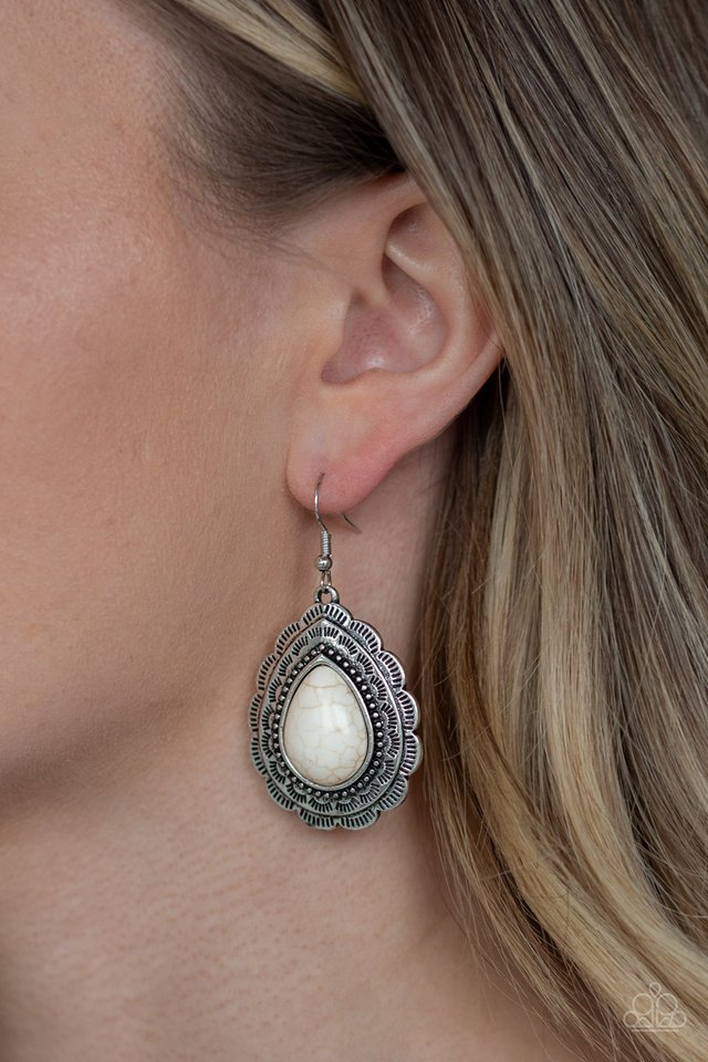 Mountain Mover - White - Paparazzi Earring Image