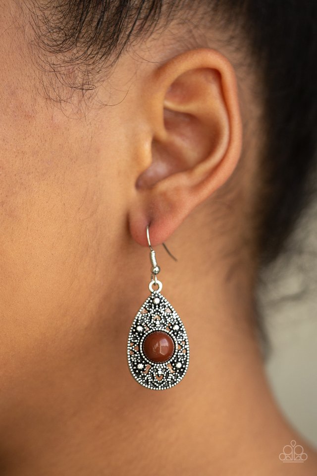From POP To Bottom - Brown - Paparazzi Earring Image