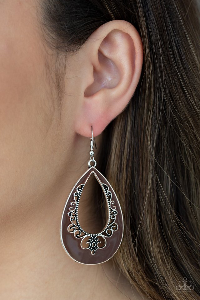 Compliments To The CHIC - Brown - Paparazzi Earring Image