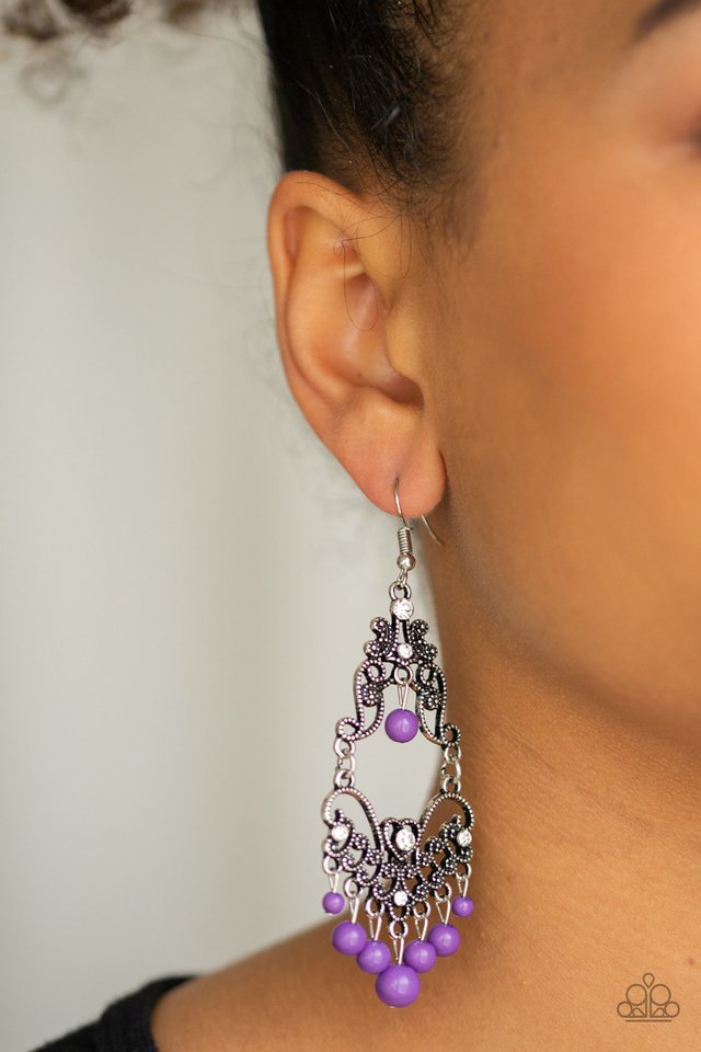 Colorfully Cabaret - Purple - Paparazzi Earring Image