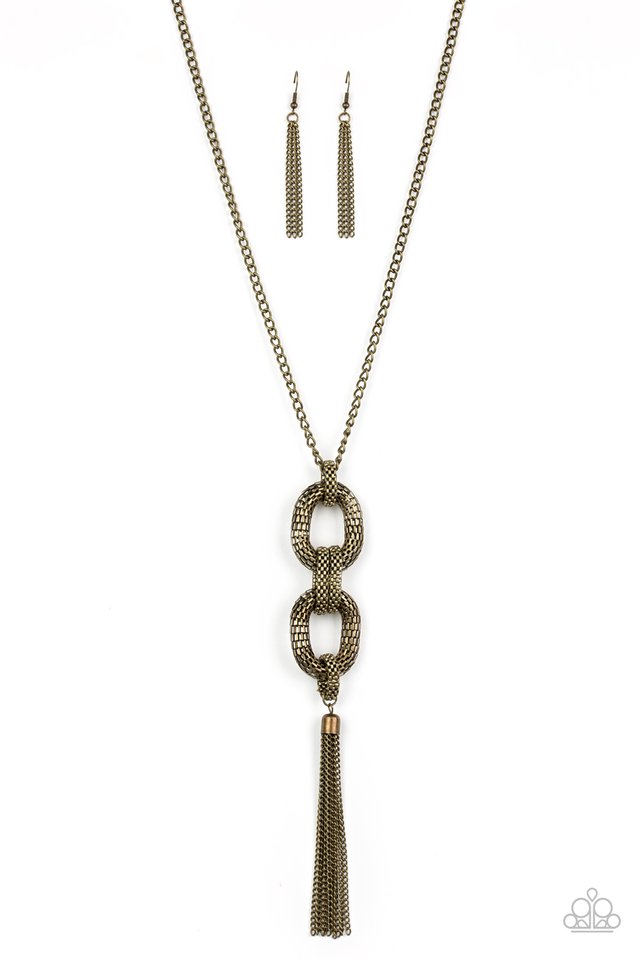 Enmeshed in Mesh - Brass - Paparazzi Necklace Image