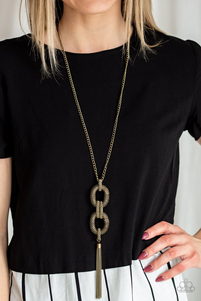 Enmeshed in Mesh - Brass - Paparazzi Necklace Image
