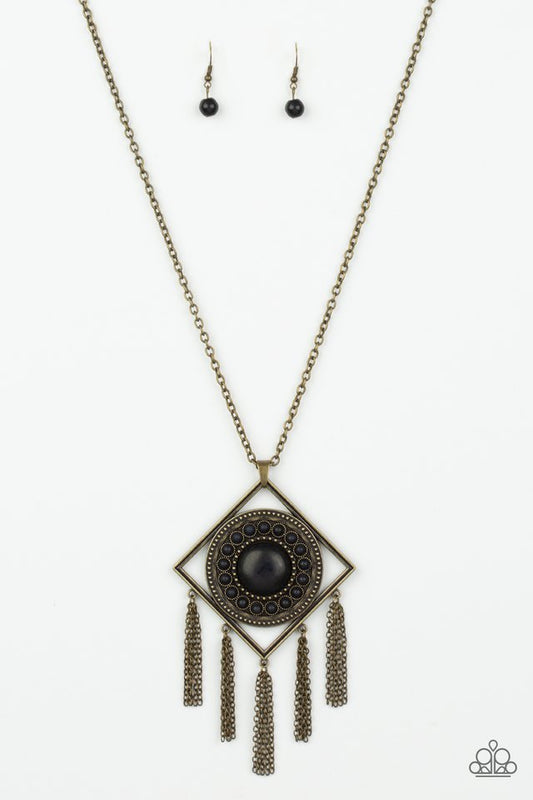 Sandstone Solstice - Brass - Paparazzi Necklace Image