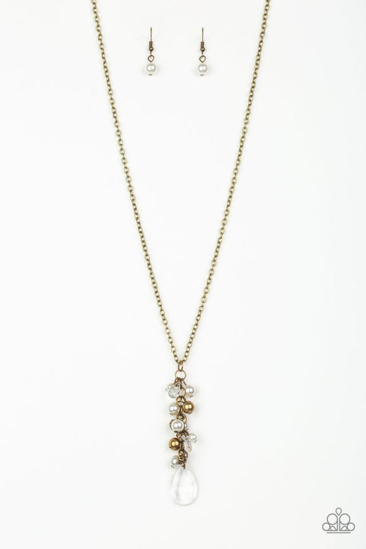 Teardrop Serenity - Brass - Paparazzi Necklace Image