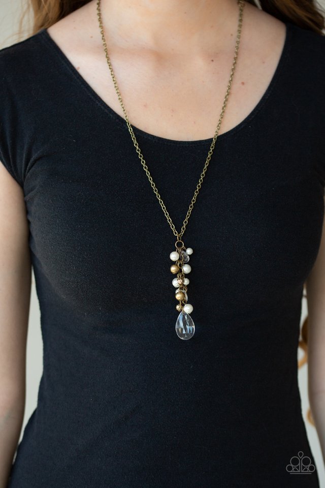Teardrop Serenity - Brass - Paparazzi Necklace Image