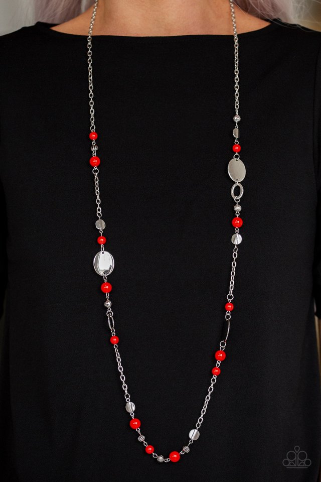 Serenely Springtime - Red - Paparazzi Necklace Image