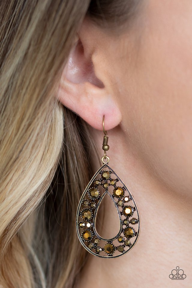 Midnight Magic - Brass - Paparazzi Earring Image