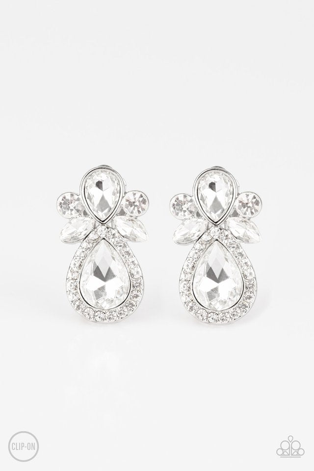 Celebrity Crowd - White - Paparazzi Earring Image