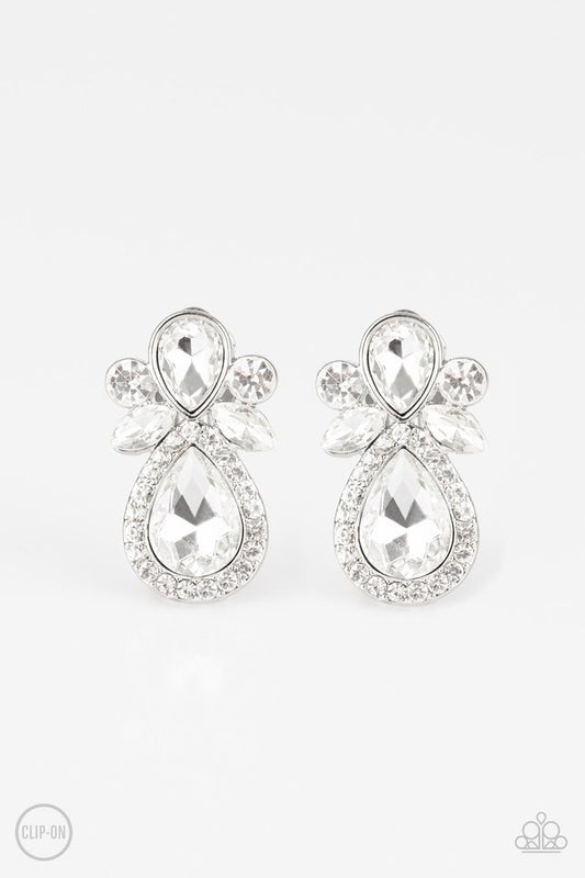 Celebrity Crowd - White - Paparazzi Earring Image