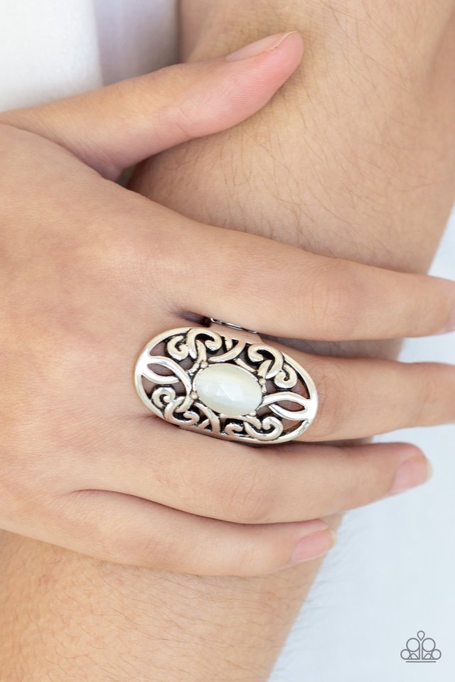 GLEAM Big - White - Paparazzi Ring Image
