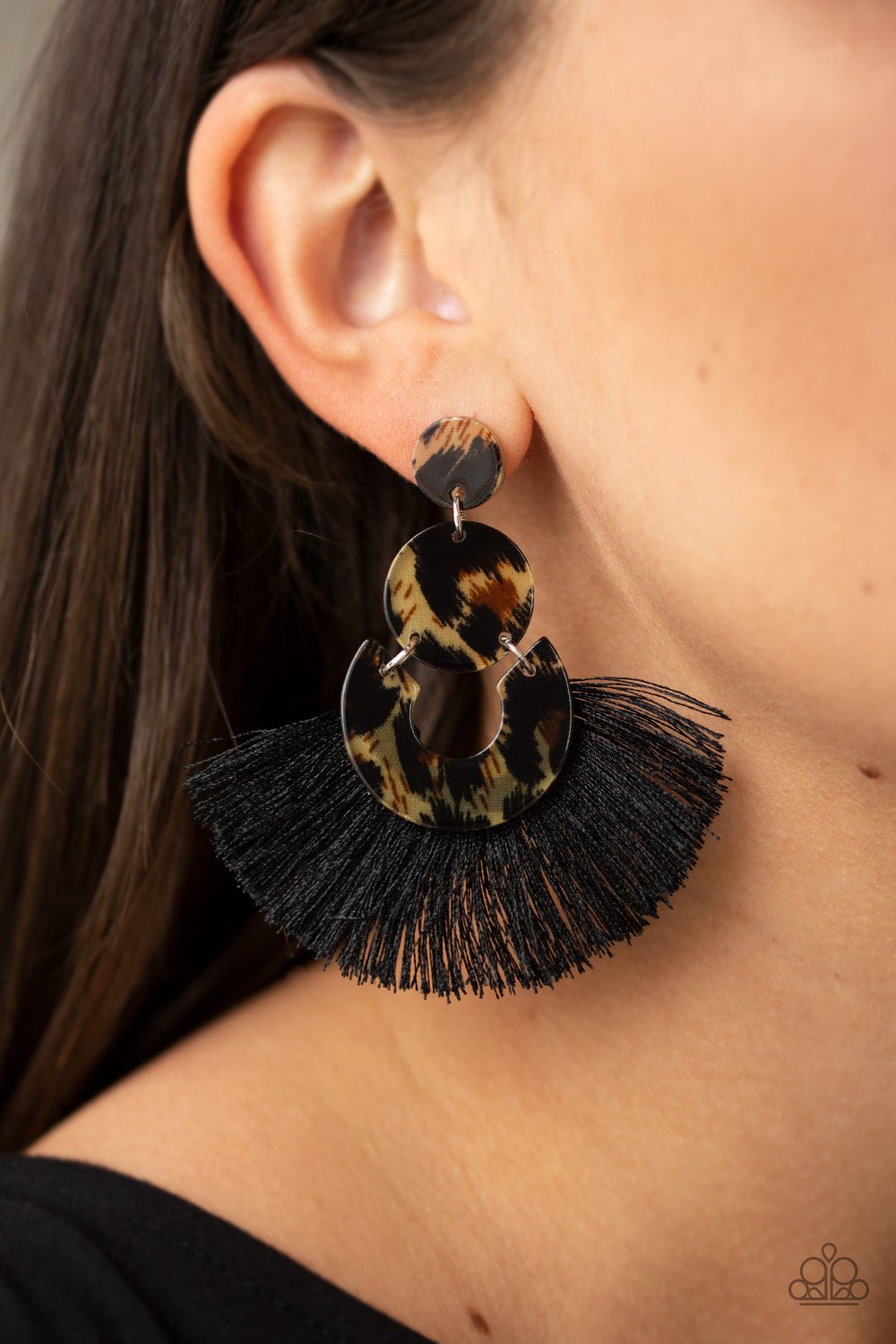Paparazzi Earring ~ One Big Party ANIMAL - Black