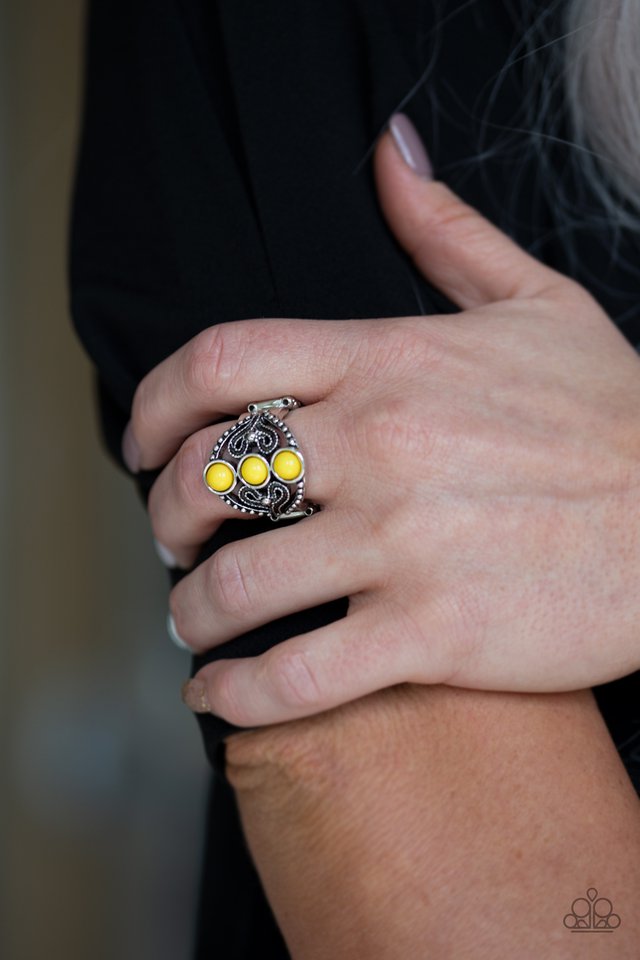 Triple Whammy - Yellow - Paparazzi Ring Image