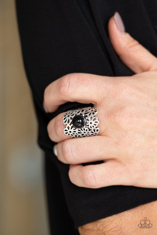 Flower Shower -  Black - Paparazzi Ring Image