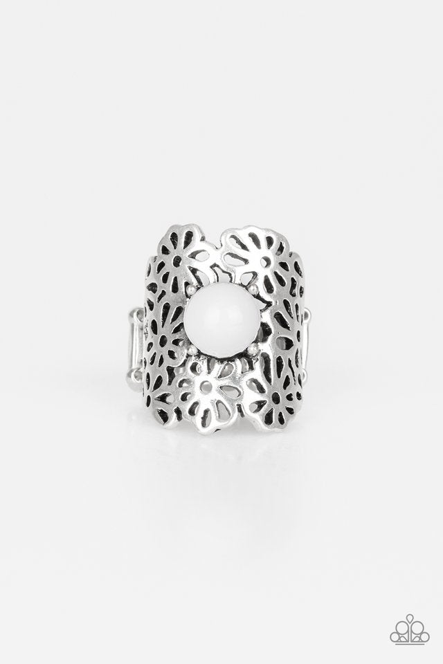 Flower Shower - White - Paparazzi Ring Image