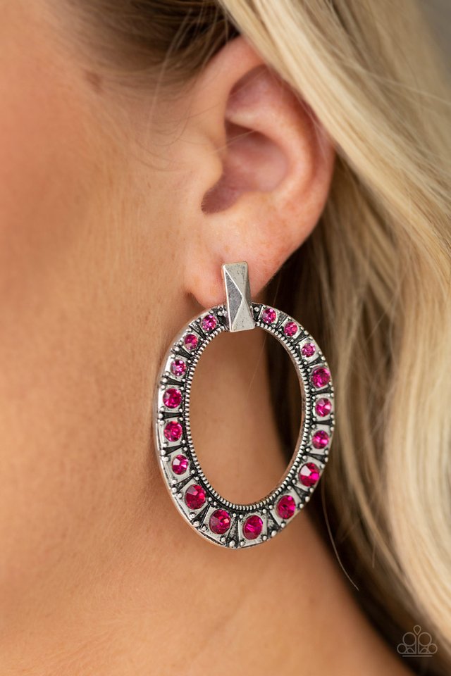 All For GLOW - Pink - Paparazzi Earring Image