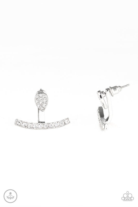 Glowing Glimmer - White - Paparazzi Earring Image