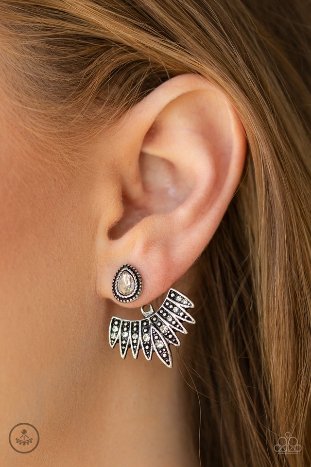 Wing Fling - White - Paparazzi Earring Image