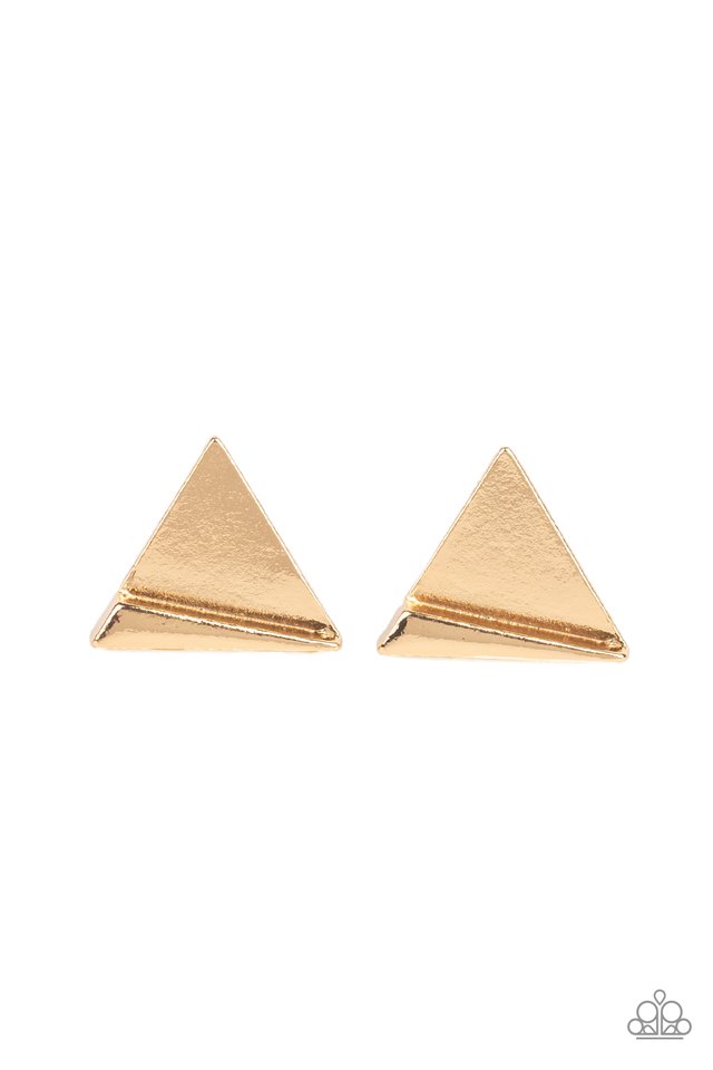 Die TRI-ing - Gold - Paparazzi Earring Image