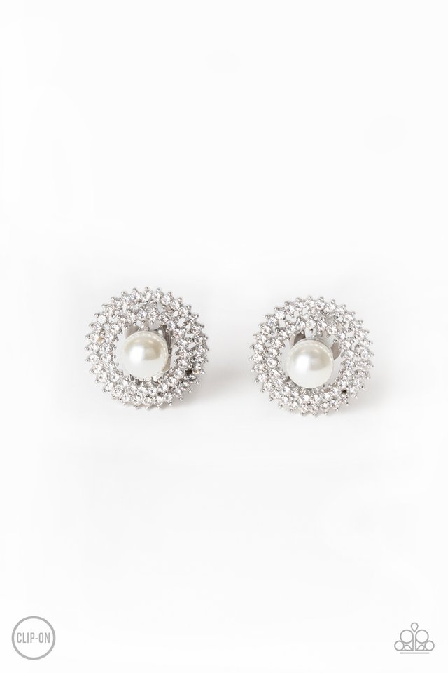 Broadway Breakout - White - Paparazzi Earring Image