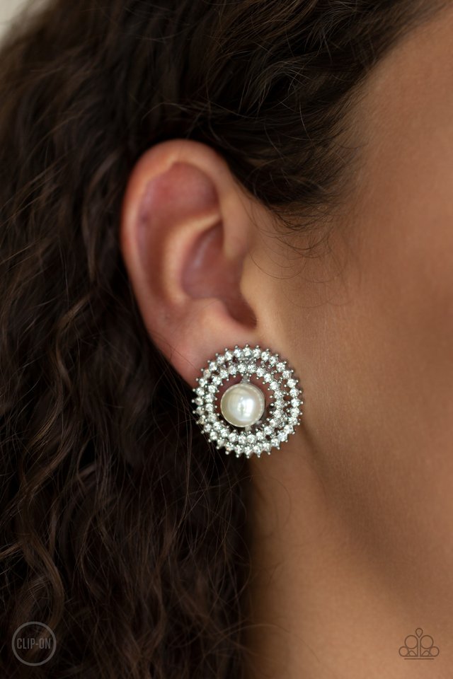 Broadway Breakout - White - Paparazzi Earring Image