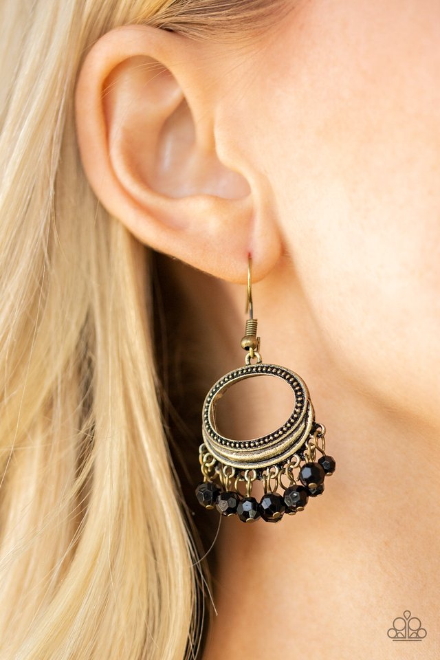 Happy Days - Brass - Paparazzi Earring Image