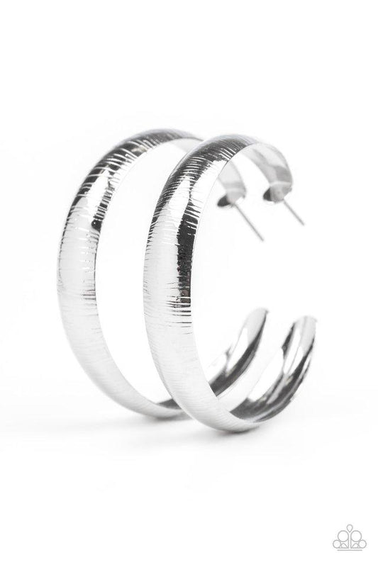Paparazzi Earring ~ Hoop Wild - Silver