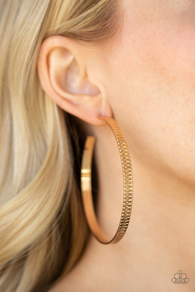 Retro Rebellion - Gold - Paparazzi Earring Image