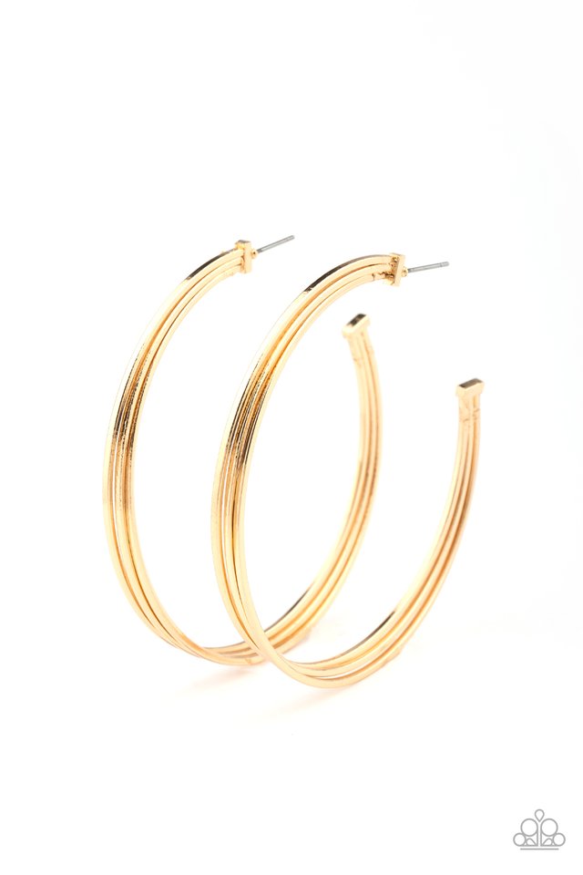Wheelhouse - Gold - Paparazzi Earring Image