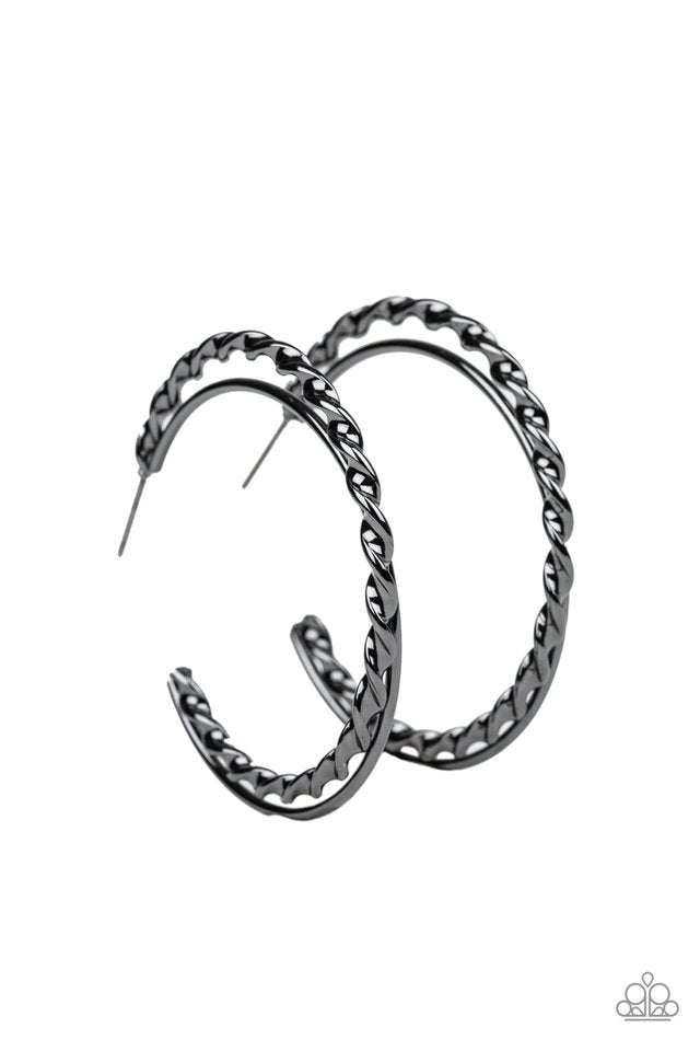 Retro Twist - Black - Paparazzi Earring Image