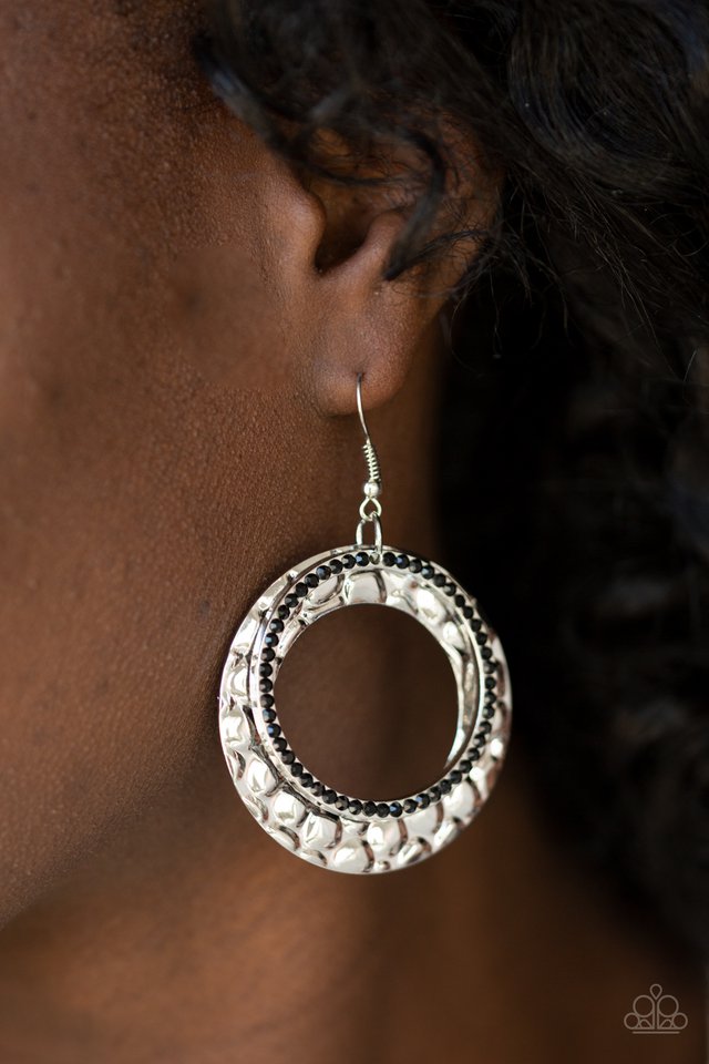 Cinematic Shimmer - Black - Paparazzi Earring Image