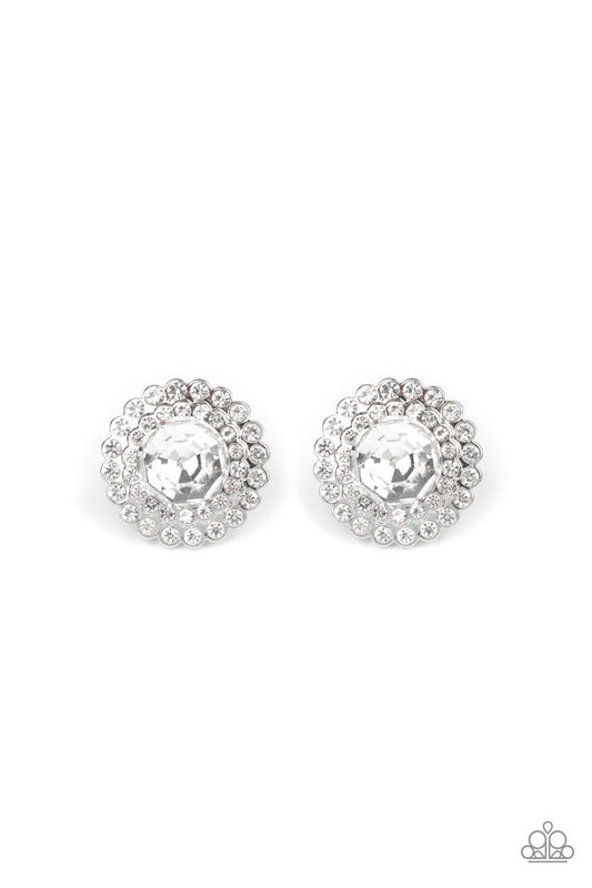 My Second Castle - White - Paparazzi Earring Image