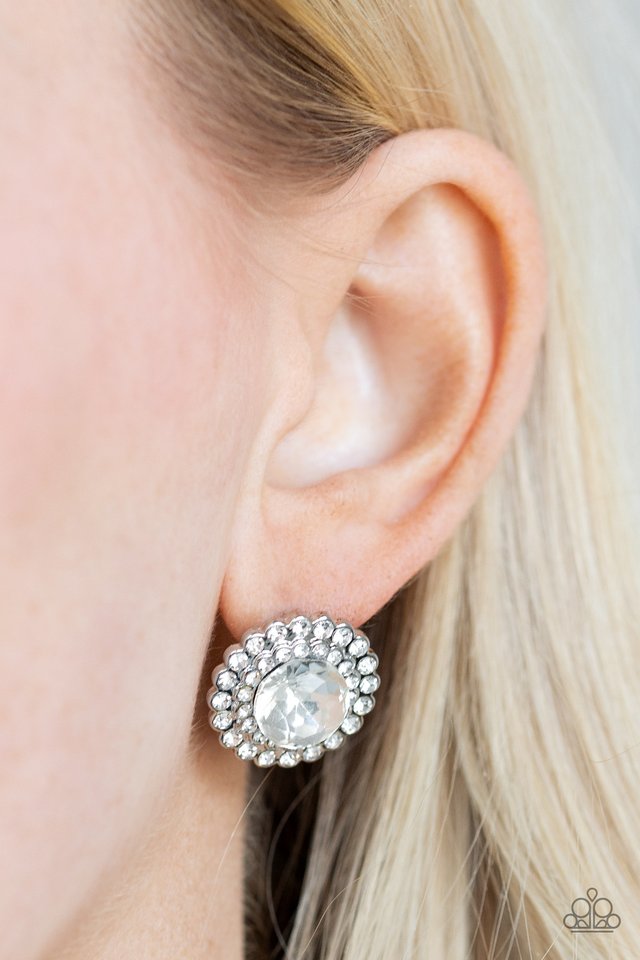 My Second Castle - White - Paparazzi Earring Image