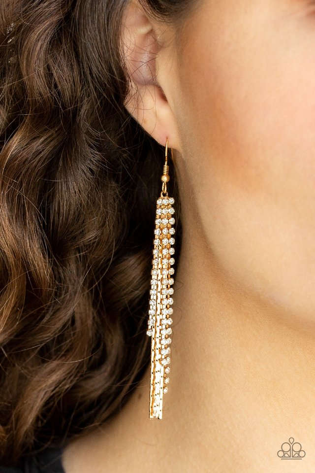 Red Carpet Bombshell - Gold - Paparazzi Earring Image
