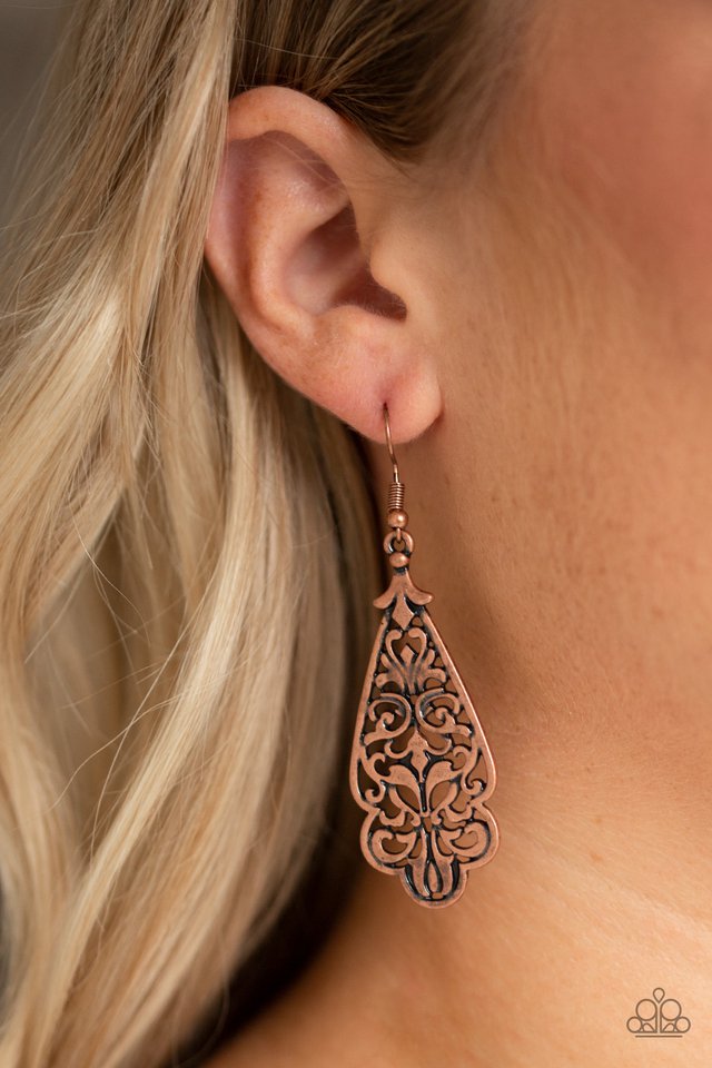 Greenhouse Goddess - Copper - Paparazzi Earring Image
