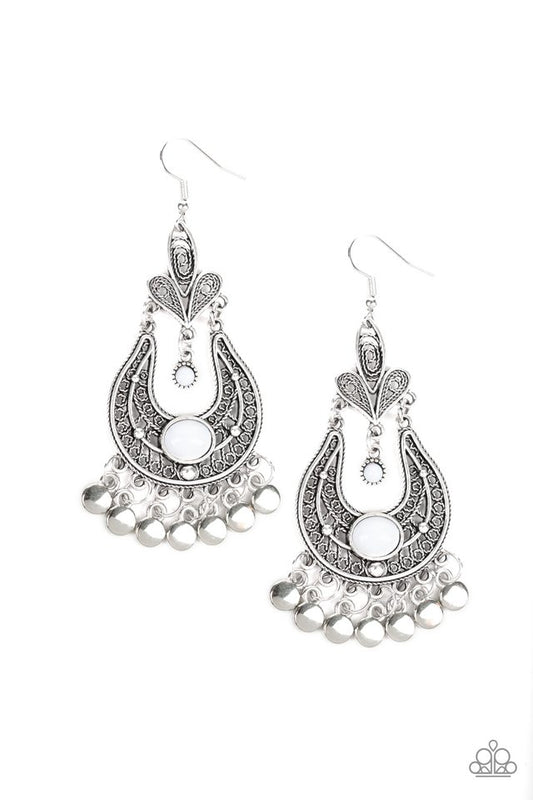 Fiesta Flair - White - Paparazzi Earring Image