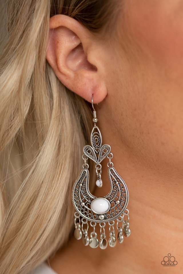 Fiesta Flair - White - Paparazzi Earring Image