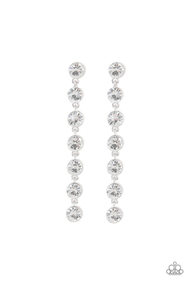 Dazzling Debonair - White - Paparazzi Earring Image