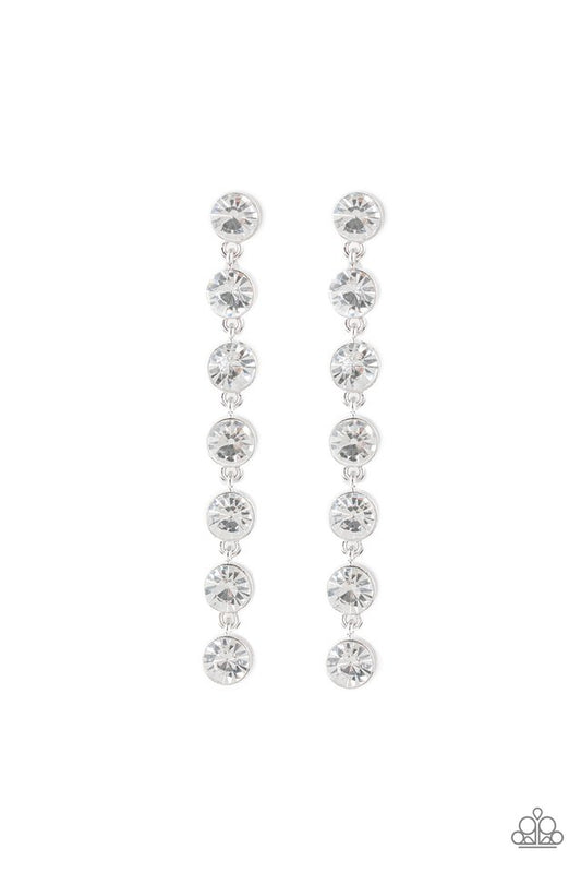 Dazzling Debonair - White - Paparazzi Earring Image