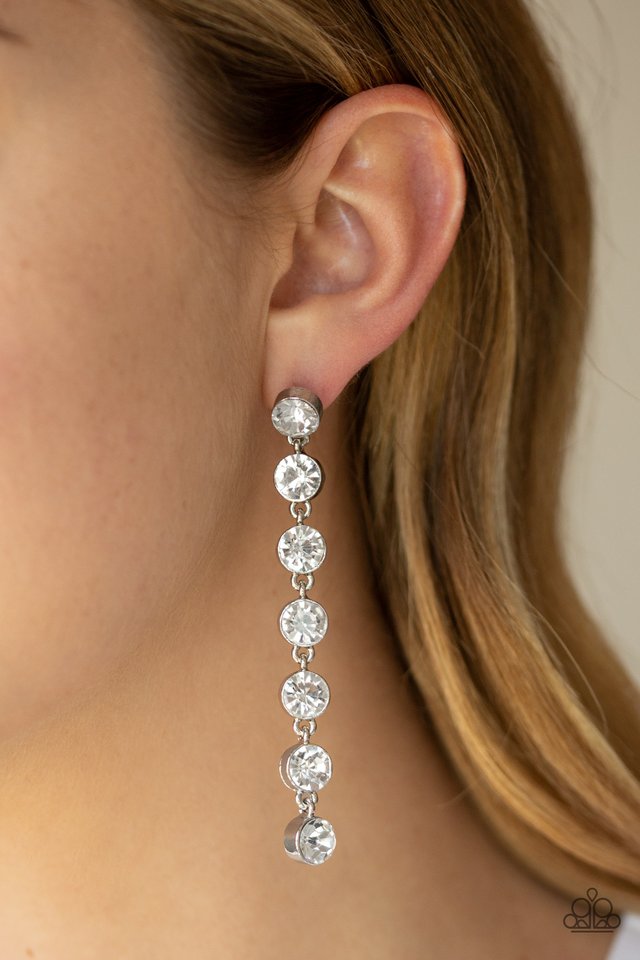 Dazzling Debonair - White - Paparazzi Earring Image
