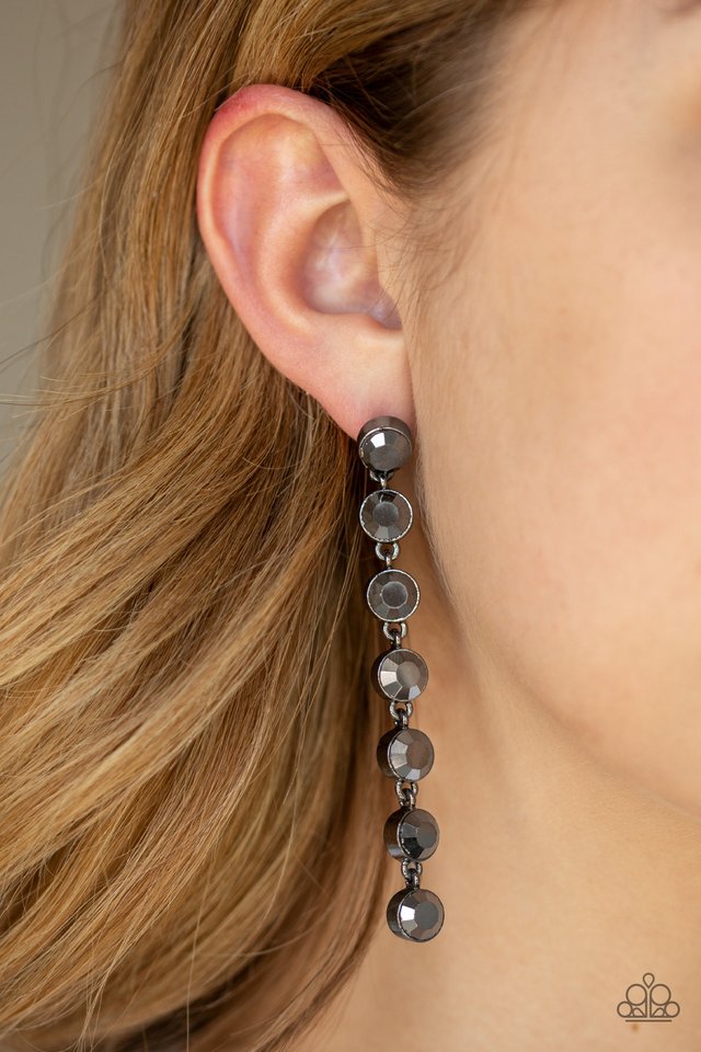 Dazzling Debonair - Black - Paparazzi Earring Image