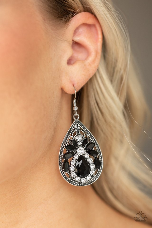 Candlelight Sparkle - Black - Paparazzi Earring Image