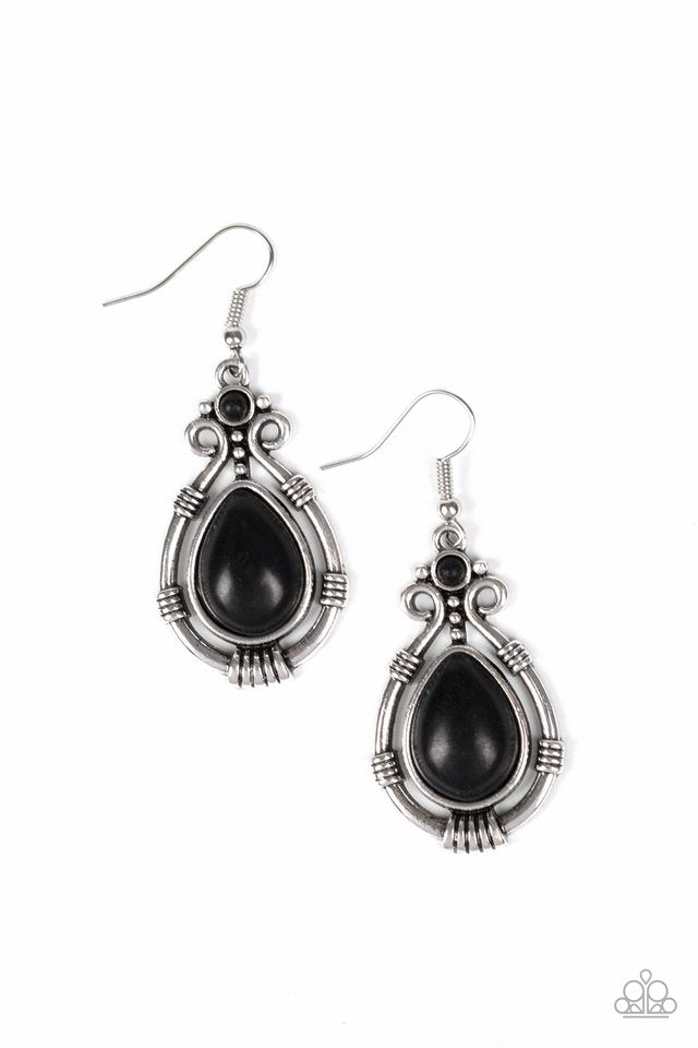 Canyon Scene - Black - Paparazzi Earring Image