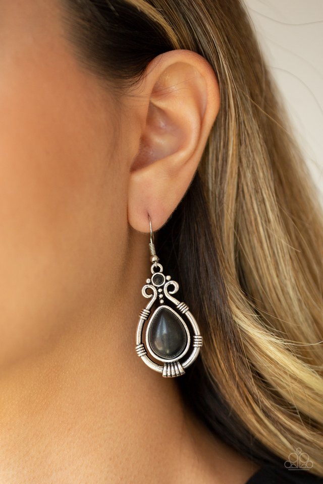 Canyon Scene - Black - Paparazzi Earring Image