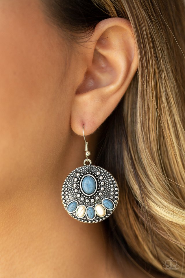 Sandstone Paradise - Blue - Paparazzi Earring Image